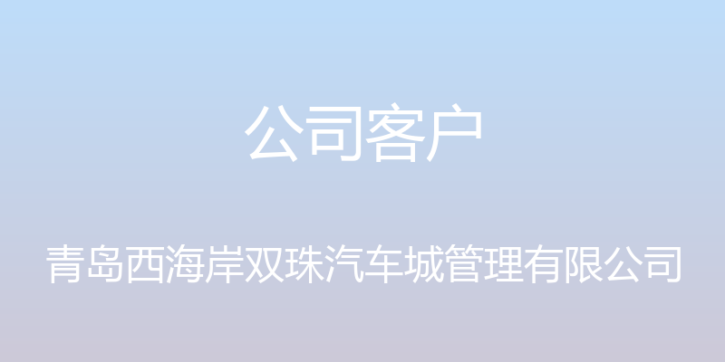 公司客户 - 青岛西海岸双珠汽车城管理有限公司